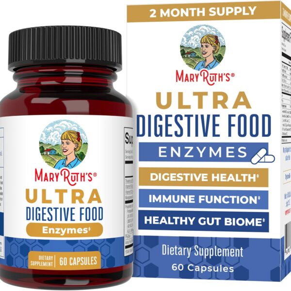 MaryRuth Organics Ultra Digestive Enzymes Capsules | Up to 2 Month Supply | Supplement for Gut Health Support | Digestion & Immune Support with Amylase | Lipase & Lactase | Vegan | 60 Count