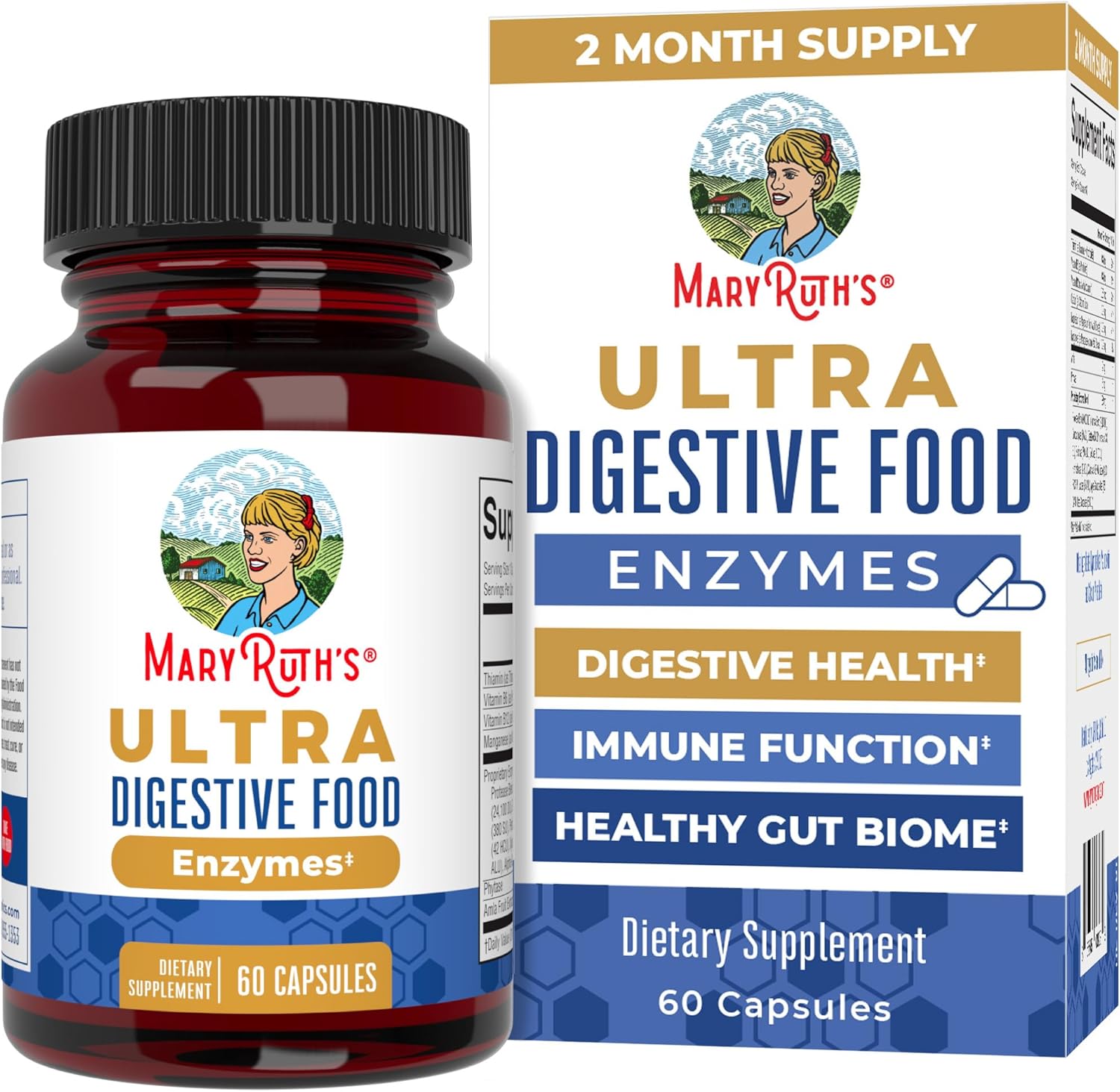 MaryRuth Organics Ultra Digestive Enzymes Capsules | Up to 2 Month Supply | Supplement for Gut Health Support | Digestion & Immune Support with Amylase | Lipase & Lactase | Vegan | 60 Count MaryRuth Organics Ultra Digestive Enzymes Capsules | Up to 2 Month Supply | Supplement for Gut Health Support | Digestion & Immune Support with Amylase | Lipase & Lactase | Vegan | 60 Count