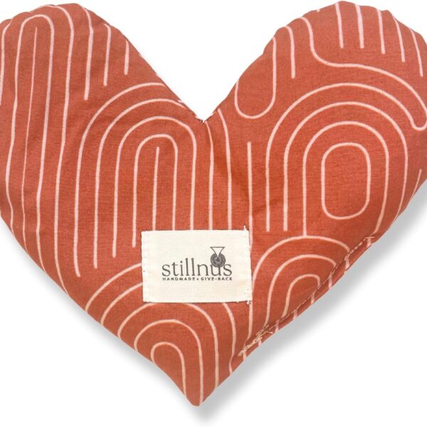 Stillnus Terra Weighted Eye Pillow  Organic Flaxseed & Lavender, Terracotta Print, Heart Shaped, Feel Better & Relaxation Gift for Women