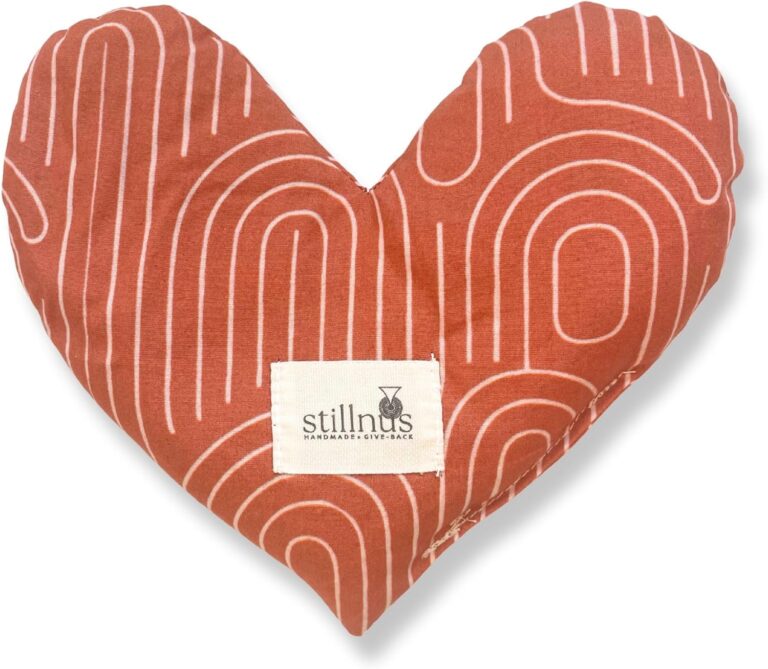 Stillnus Terra Weighted Eye Pillow  Organic Flaxseed & Lavender, Terracotta Print, Heart Shaped, Feel Better & Relaxation Gift for Women