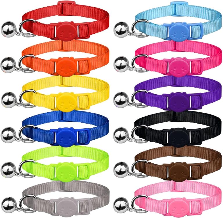 12 PCS Breakaway Cat Collars with Bell Colorful Soft Safety Buckle Cat Collars Adjustable Breakaway Kitten Collars Safety Collars for Cats
