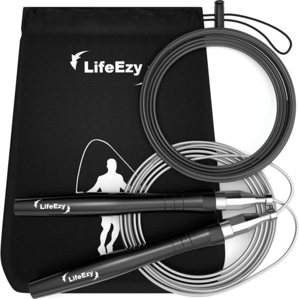 Jump Rope, High Speed Weighted Jump Rope - Premium Quality Tangle-Free - Self-Locking Screw-Free Design - Jump Ropes for Fitness - Skipping Rope for Workout Fitness, Crossfit & Home Exercises