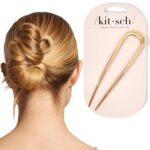 Kitsch French Hair Pins for Women  Elegant & Durable Metal French Pin for Updos, Chignon, Buns & Twist Hairstyles | Secure Hold All Day, Comfortable Fit | Ideal Gifts for Women- Gold, 1pc