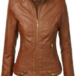 Lock and Love Slim Fit Stylish Vegan Leather Moto Jacket for Women - PU Biker Motorcycle Coat