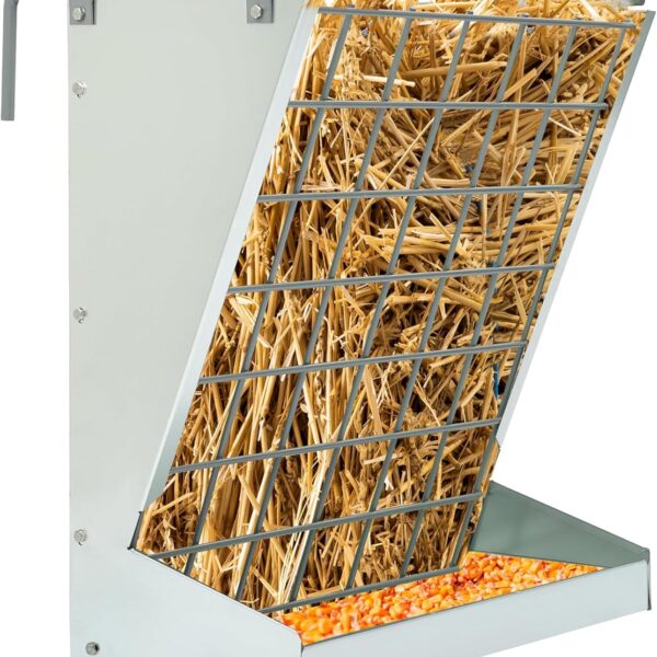 KUAFU Hay Feeder 2 in 1 Hay Rack Wall Mount Goat FeedersHeavy Duty Galvanized Steel Hanging Feeders for Farm Livestock Small Goat & Sheep Grain Indoor Outdoor Uses