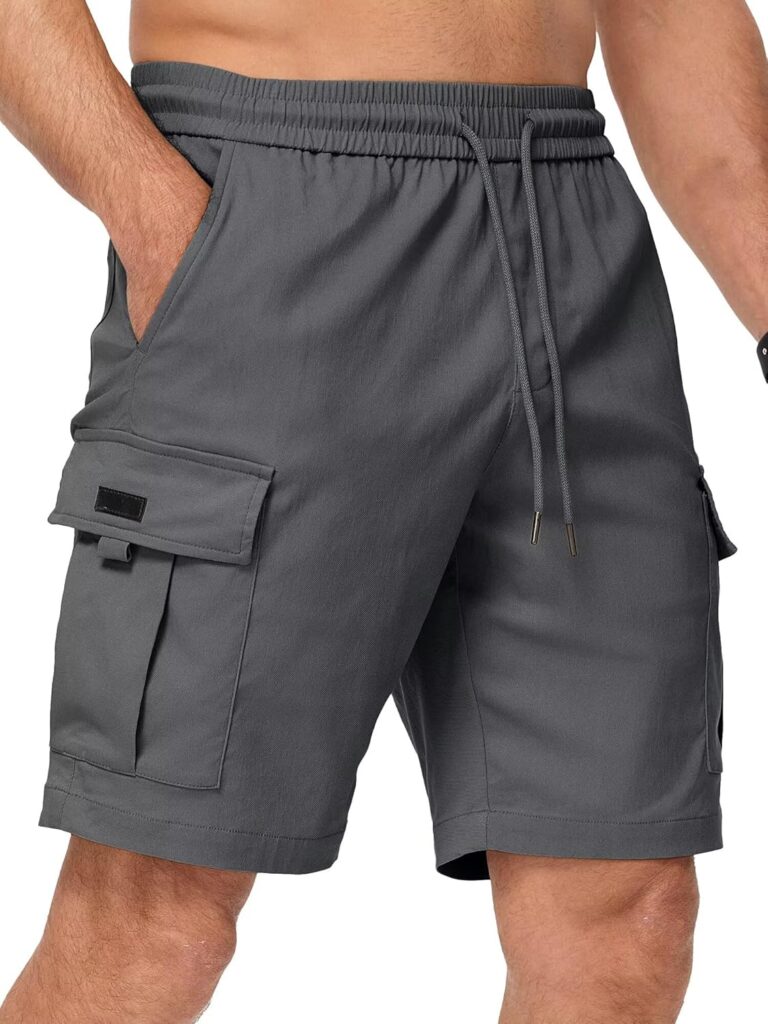 Dokotoo Men Mens Cargo Shorts Casual Solid Color Lightweight Summer Outdoor Work Cargo Shorts with Multi Pockets