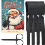 5-Pack Stainless Steel Tweezers Set for Women with Curved Scissors, Great Precision for Facial Hair Removal and Splinter Removal, Stocking Stuffer for Women