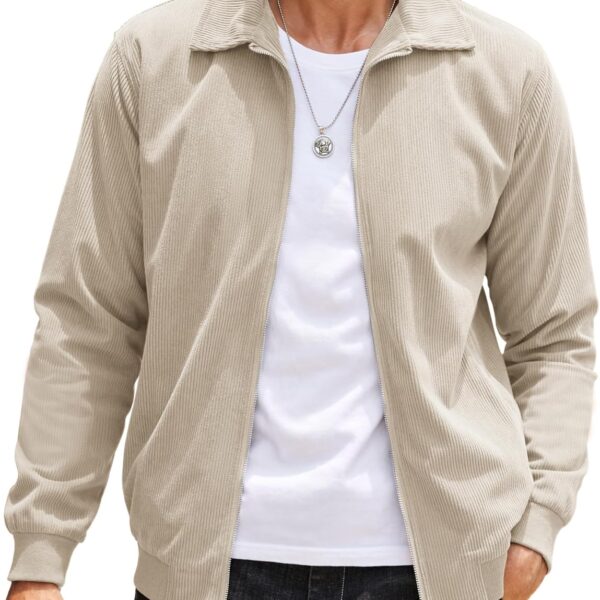 COOFANDY Men's Casual Corduroy Jacket Lightweight Zip Up Vintage Jacket Collared Bomber Jacket