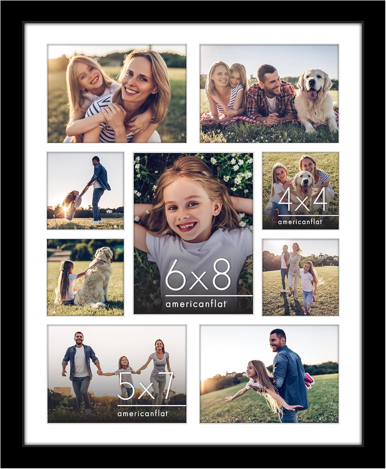 Americanflat 16x20 Collage Picture Frame with Polished Plexiglass - Multi Picture Frames Fit One 6x8, Four 5x7 and Four 4x4 Photos or Use as One 16x20 Frame - Signature Collection - Black Americanflat 16x20 Collage Picture Frame with Polished Plexiglass - Multi Picture Frames Fit One 6x8, Four 5x7 and Four 4x4 Photos or Use as One 16x20 Frame - Signature Collection - Black