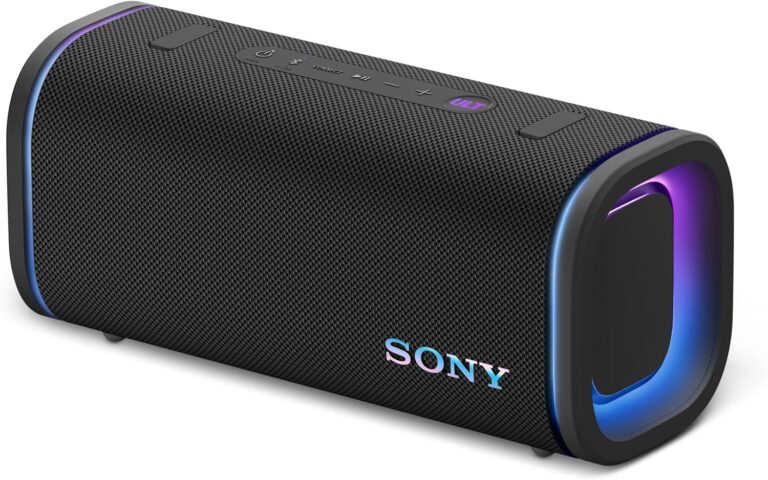 Sony ULT Field 5 Wireless Portable Bluetooth Speaker, IP67 Waterproof, Dustproof, and Rustproof with Enhanced Bass, 25 Hour Battery, 360 Party Light, and Shoulder Strap (SRSULT50B), Black