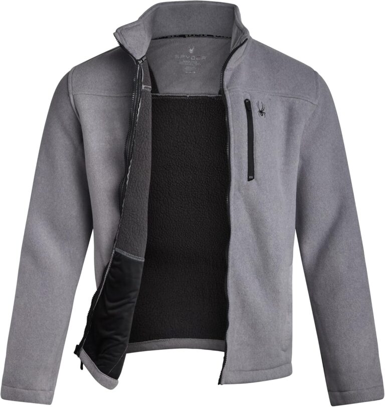 Spyder Mens Fleece Jacket - Full Zip Up Lightweight Sherpa Fleece Fall Mens Winter Jacket with Pockets for Outdoor Hiking