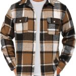 COOFANDY Men's Flannel Shirts Long Sleeve Cotton Plaid Shirt Jacket Casual Button Down Shirt with Pockets