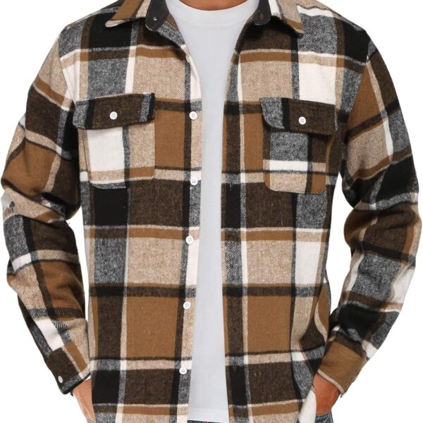 COOFANDY Men's Flannel Shirts Long Sleeve Cotton Plaid Shirt Jacket Casual Button Down Shirt with Pockets