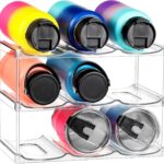 LARGER Compartment - Stackable Water Bottle Organizer Holder - for Stanley & Others' Large Tumbler - Clear Wine Rack, Cup Bottle Holder for Cabinet Home Countertop Fridge Pantry Shelf, 3 Tier Hold 9