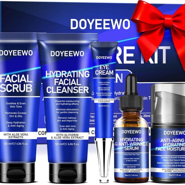 Skin Care for Men, Hydrate, Firm, Anti-Aging & Wrinkle Mens Self Care Facial Face Routine Kit,Birthday Valentines Gift Baskets for Young Men Him Teen Boy Dad Boyfriend Husband Christmas Gifts Ideas