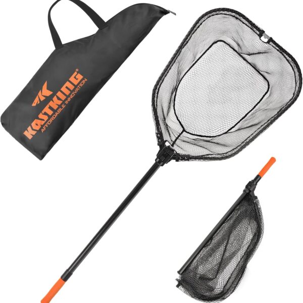 KastKing Brutus Fishing Net, Foldable Extendable Fish Landing Net, Lightweight & Portable Fishing Net with Soft EVA Foam Handle, Holds up to 44lbs/20KG, Fish-Friendly Mesh for a Safe Release