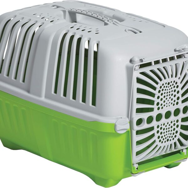 MidWest Homes for Pets Spree Travel Carrier - Hard-Sided Dog & Cat Carrier, Small Pet Travel Crate with Handle, Ventilated Design, Durable Plastic Door, Easy Assembly, 19-Inch, Green