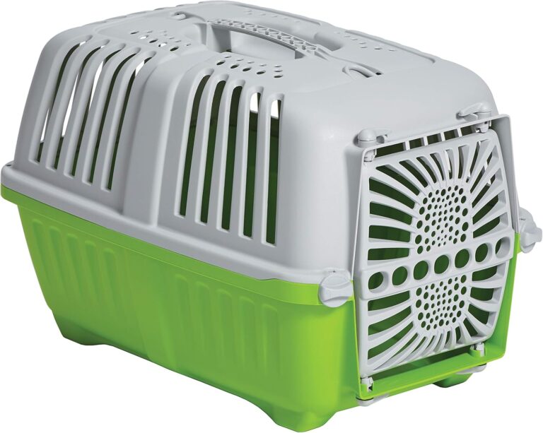 MidWest Homes for Pets Spree Travel Carrier - Hard-Sided Dog & Cat Carrier, Small Pet Travel Crate with Handle, Ventilated Design, Durable Plastic Door, Easy Assembly, 19-Inch, Green