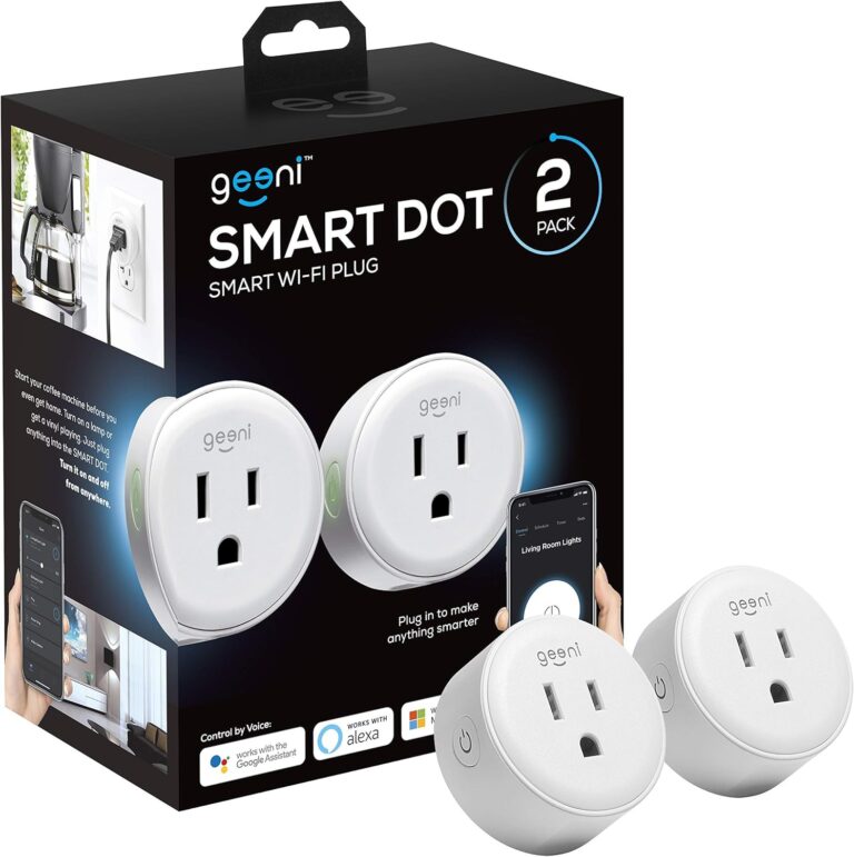 Geeni Dot Smart Plug with 2.4GHz WiFi Connectivity  2-Pack Compact, Fire-Resistant Smart Outlet Plugs with Schedule & Timer  No Hub Needed, Supports Alexa & Google
