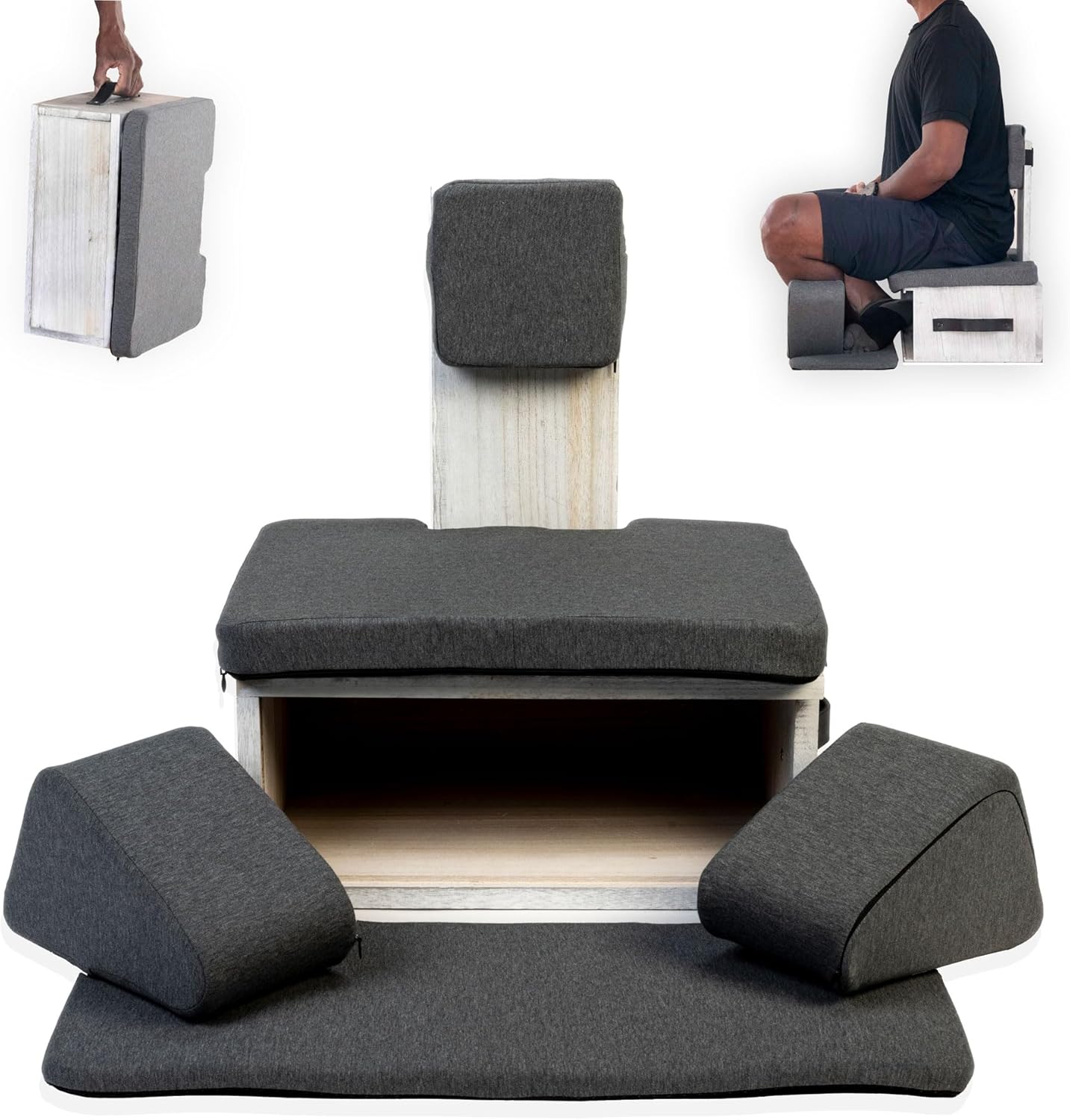 Ungloo Box Meditation Floor Chair, Back Support, Knee and Hip Support, Knees, Portable and Lightweight (Gray) Ungloo Box Meditation Floor Chair, Back Support, Knee and Hip Support, Knees, Portable and Lightweight (Gray)