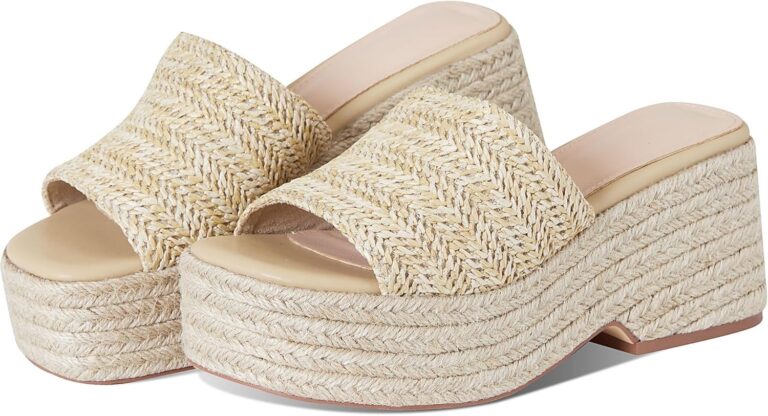EQAUDES Platform Slip on Espadrille Sandals for Women Summer Wedges Slides -Flatform, Open Toe, Bohemia, Beach, Wedding