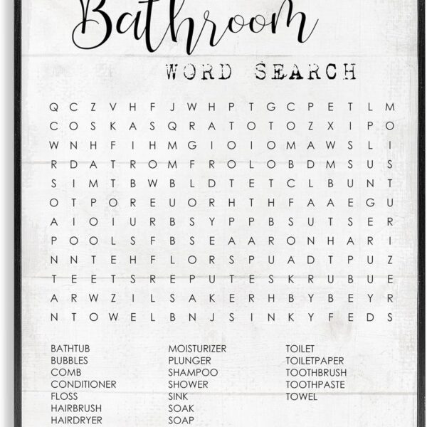 Stupell Industries Bathroom Search Fun Family Word, Design by Daphne Polselli Wall Art, 11 x 14, Black