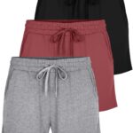 Real Essentials 3 Pack: Womens Ultra-Soft Athletic Lounge Casual Sweat Shorts with Pockets (Available in Plus Size)