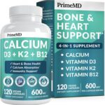 4-in-1 Calcium Supplements for Women and Men - Calcium with Vitamin D3 K2 5000 IU Supplement, 600mg per Serving - Gluten-Free, Vegan-Friendly (120 ct)