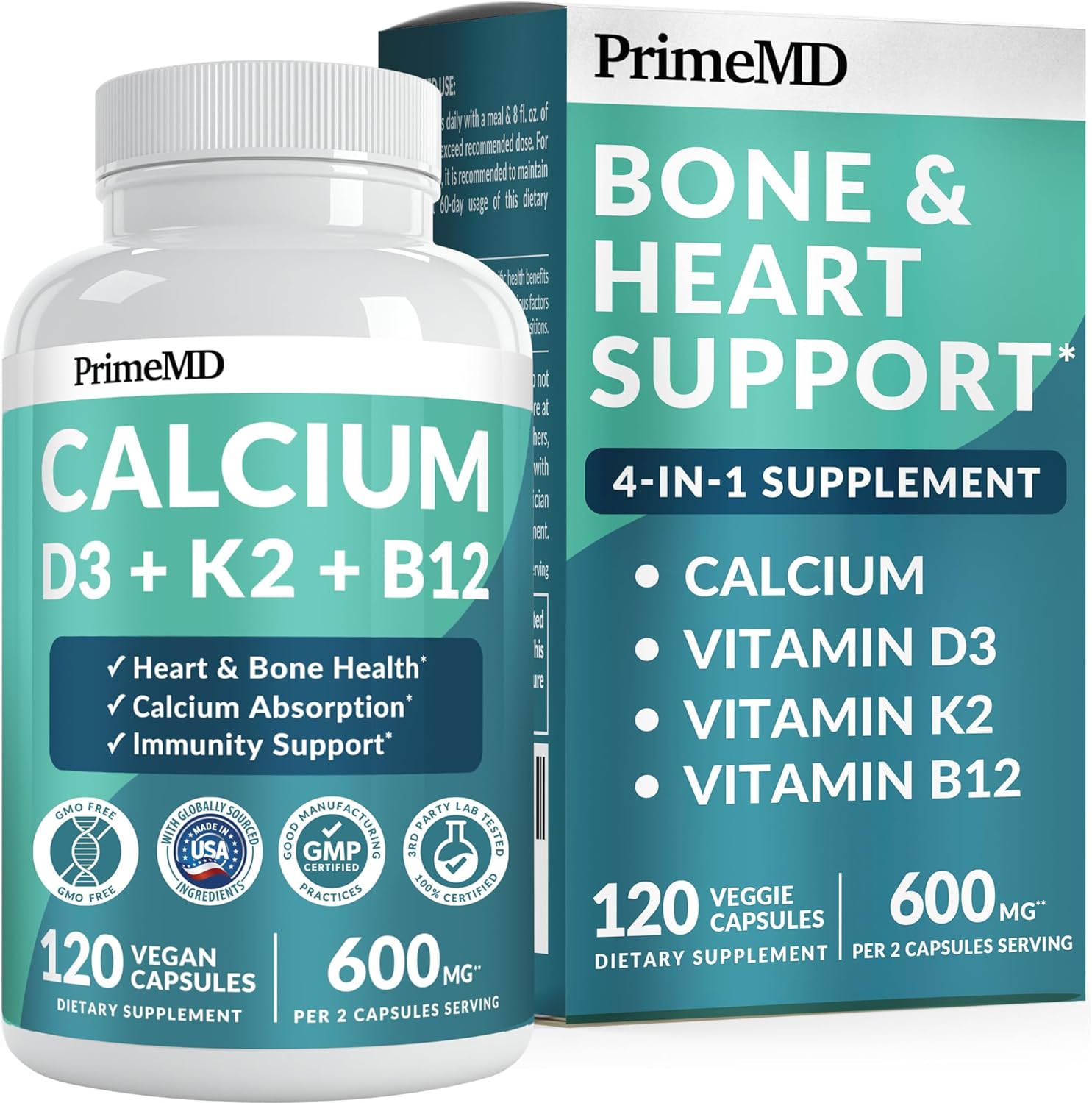 4-in-1 Calcium Supplements for Women and Men - Calcium with Vitamin D3 K2 5000 IU Supplement, 600mg per Serving - Gluten-Free, Vegan-Friendly (120 ct) 4-in-1 Calcium Supplements for Women and Men - Calcium with Vitamin D3 K2 5000 IU Supplement, 600mg per Serving - Gluten-Free, Vegan-Friendly (120 ct)