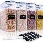 FOOYOO Cereal Containers Storage Set - 4 Piece Airtight Large Food Storage Containers(135.2oz), BPA Free Dispenser Plastic Cereal Storage Containers