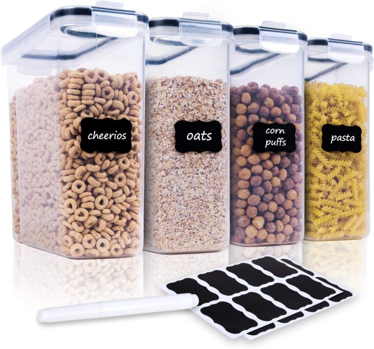 FOOYOO Cereal Containers Storage Set - 4 Piece Airtight Large Food Storage Containers(135.2oz), BPA Free Dispenser Plastic Cereal Storage Containers