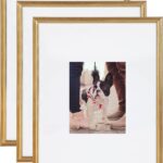 Kate and Laurel Adlynn Wall Picture Frame Set, 16" x 20" matted to 8" x 10", Gold, Set of 3