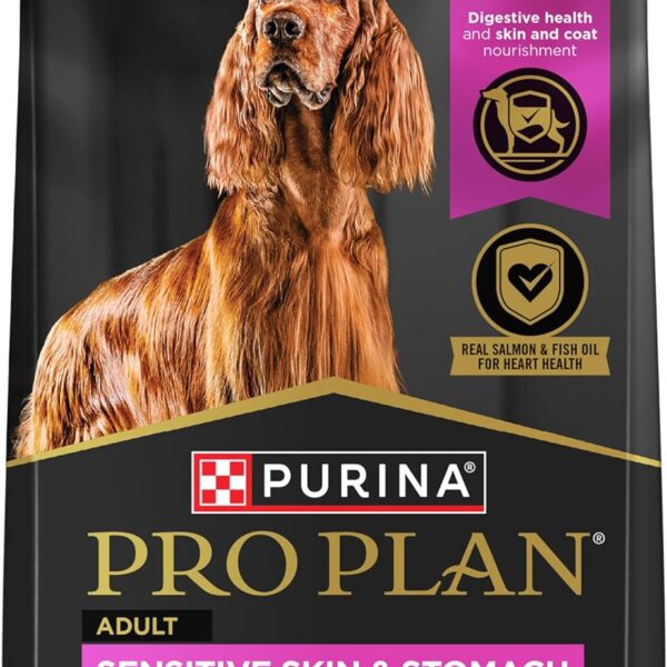 Purina Pro Plan Sensitive Skin and Stomach Dog Food Dry, Adult Salmon & Rice Formula, Digestive Health - 40 lb. Bag