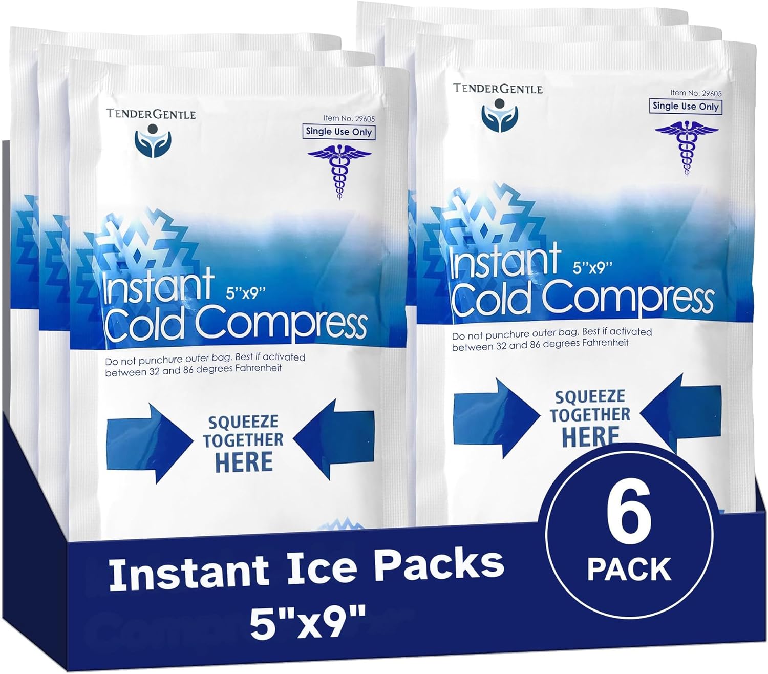 Instant Ice Packs for Injuries - 6 Pack of Disposable Cold Compress Ice Packs for Sprains, Strains, Contusions, Minor Burns, Toothaches, and More Instant Ice Packs for Injuries - 6 Pack of Disposable Cold Compress Ice Packs for Sprains, Strains, Contusions, Minor Burns, Toothaches, and More