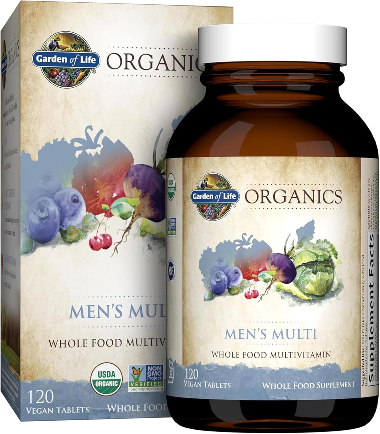 Garden of Life Organics Whole Food Multivitamin for Men, 120 Tablets, Vegan Mens Vitamins and Minerals for Health and Well-Being, Certified Organic Vegan Multi Garden of Life Organics Whole Food Multivitamin for Men, 120 Tablets, Vegan Mens Vitamins and Minerals for Health and Well-Being, Certified Organic Vegan Multi