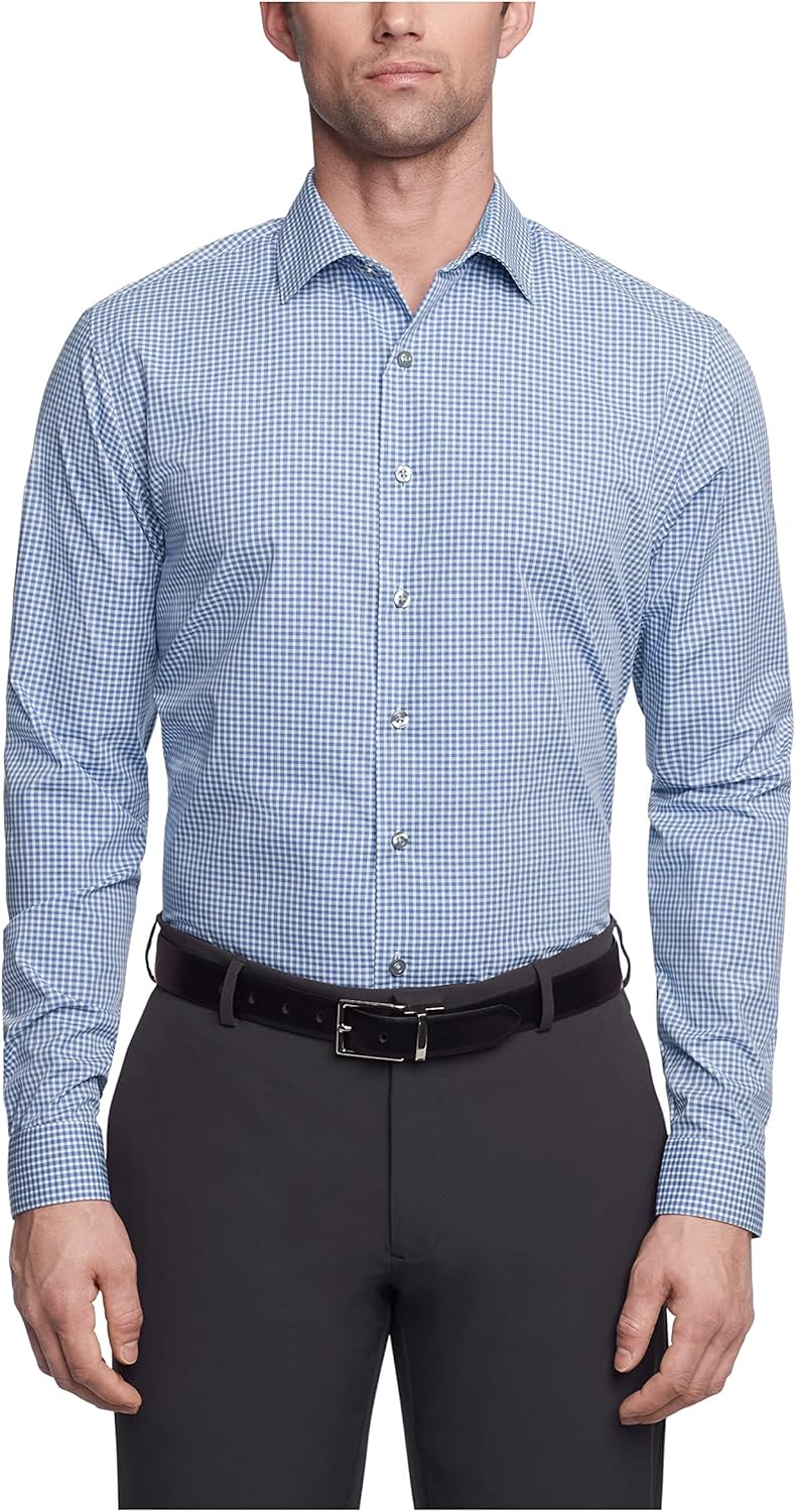Kenneth Cole Mens Dress Shirt Slim Fit Checks and Stripes (Patterned) Kenneth Cole Mens Dress Shirt Slim Fit Checks and Stripes (Patterned)