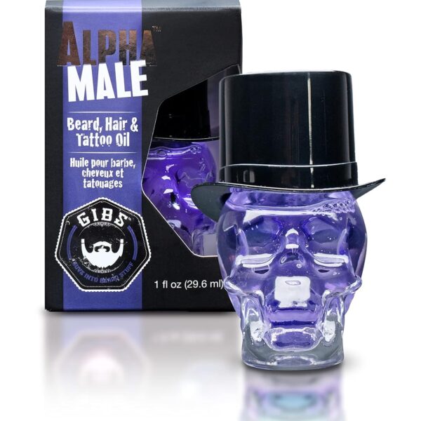 GIBS Grooming - Beard, Hair & Tattoo Oil (1 fl oz) Collectible Glass Bottle - Softens & Strengthens - Skin Moisturizer - Vitamin C - UV Shield - Travel Size - Beard Oil - Made in USA