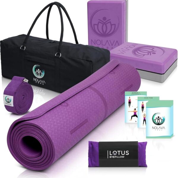 NOLAVA Yoga Mats & Complete Sets - TPE, Non-Slip - Includes Mat, Blocks