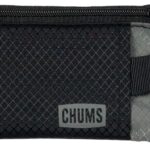 Chums Surfshorts Wallet - Lightweight Slim Wallet with RFID Blocking Card & Clear ID Window - Zippered, Water Resistant w/Key Ring (Black/Gray)