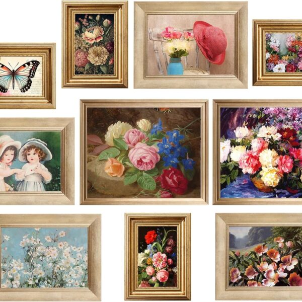 10 Pcs Gold Vintage Picture Frames for Wall or Tabletop Display Ornate French Country Frame Collage with 8x10 5x7 4x6 Frames Set for Gallery Bedroom Living Room