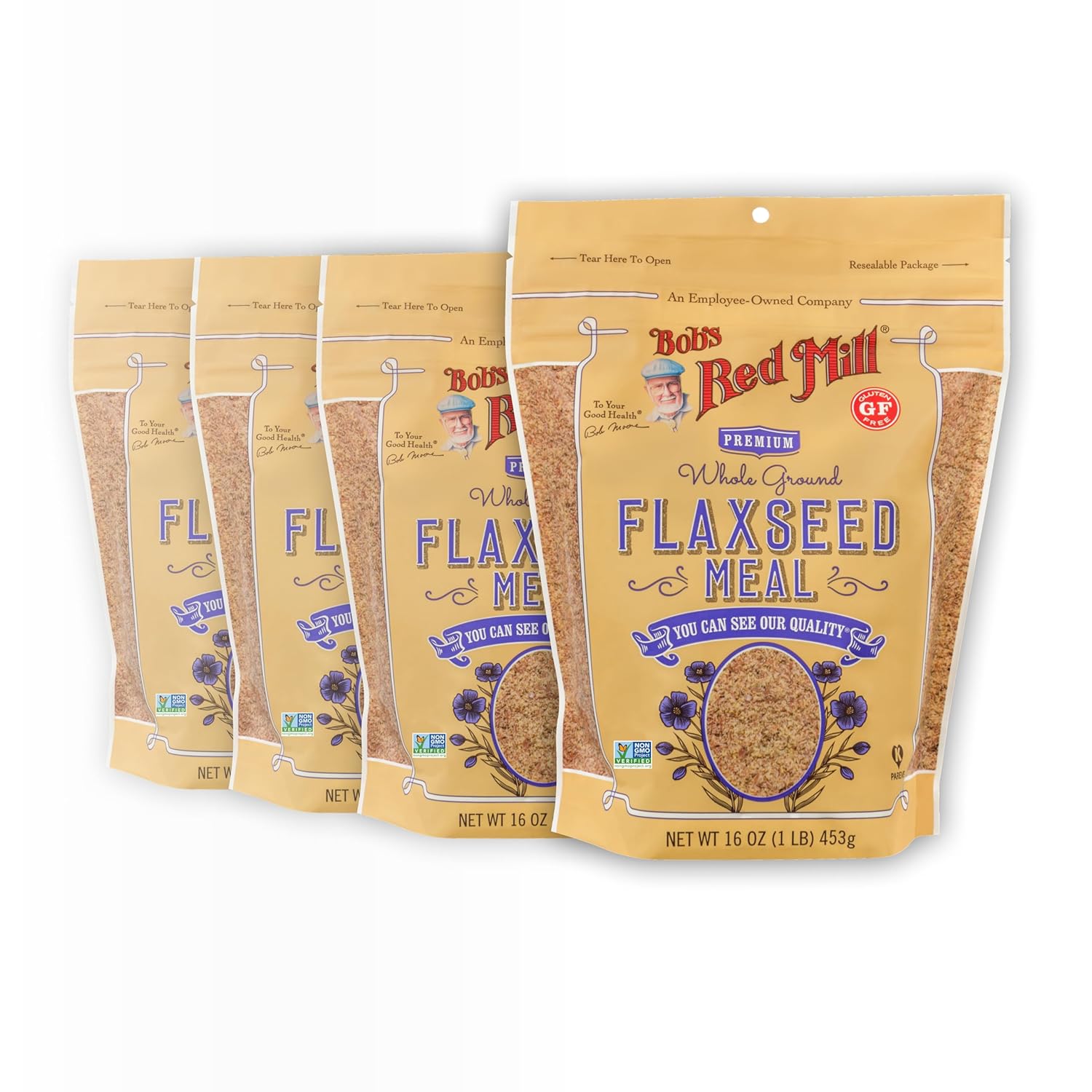 Bob's Red Mill Flaxseed Meal, 16oz (Pack of 4) - Non GMO, Vegan, Paleo Friendly, Keto Friendly, Kosher Bob's Red Mill Flaxseed Meal, 16oz (Pack of 4) - Non GMO, Vegan, Paleo Friendly, Keto Friendly, Kosher
