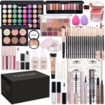 Makeup Set for Women Full Kit Includes, eyeshadow liquidfoundation,Loose powder,Eyebrow pencil,Lipstick Eye Pencil Makeup BrushesMakeup practice board 4-color lip gloss set