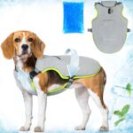 Mora Pets Dog Cooling Vest with Ice Pack Evaporation Cool Harness Adjustable Summer Shirt Pet Jacket for Hot Weather Fit Large Medium Small Dogs Frenchies Grey M