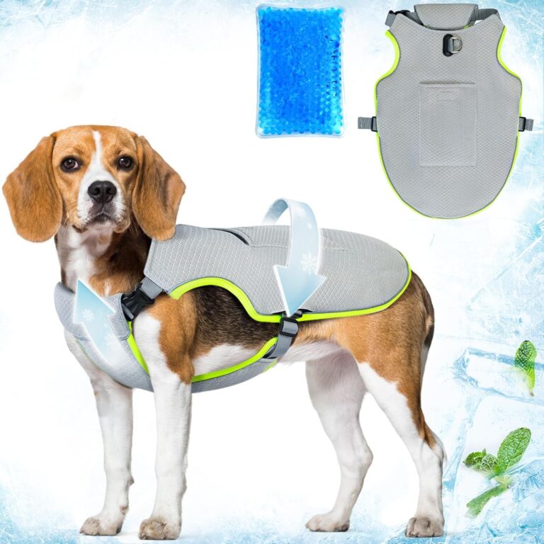 Mora Pets Dog Cooling Vest with Ice Pack Evaporation Cool Harness Adjustable Summer Shirt Pet Jacket for Hot Weather Fit Large Medium Small Dogs Frenchies Grey M