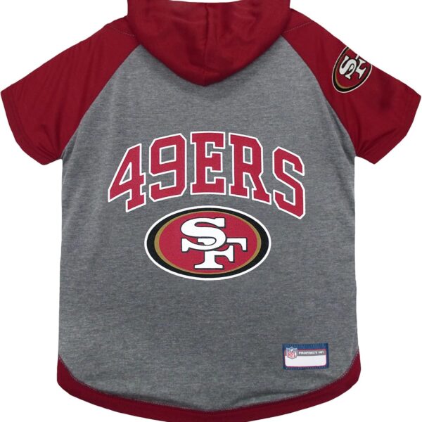 Pets First NFL San Francisco 49ers Hoodie for Dogs & Cats. | NFL Football Licensed Dog Hoody Tee Shirt, Medium | Sports Hoody T-Shirt for Pets | Licensed Sporty Dog Shirt