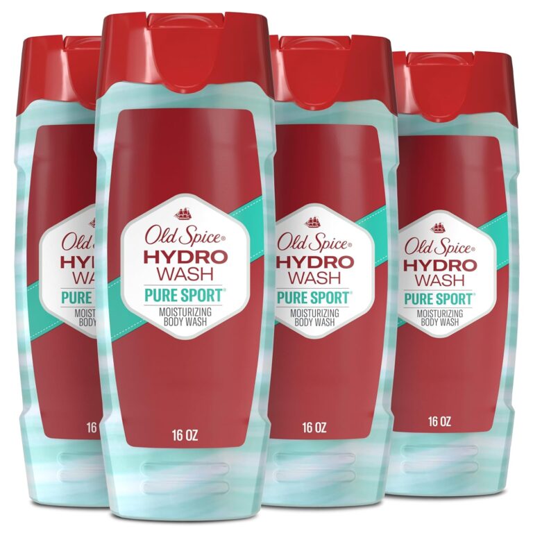 Old Spice Moisturizing Body Wash for Men, Hydro Wash, 2-in-1 Long Lasting Scent & Powerful Hydration to Fight Dry Skin, 24/7 Shower Fresh, Pure Sport Scent, 16 oz (Pack of 4)