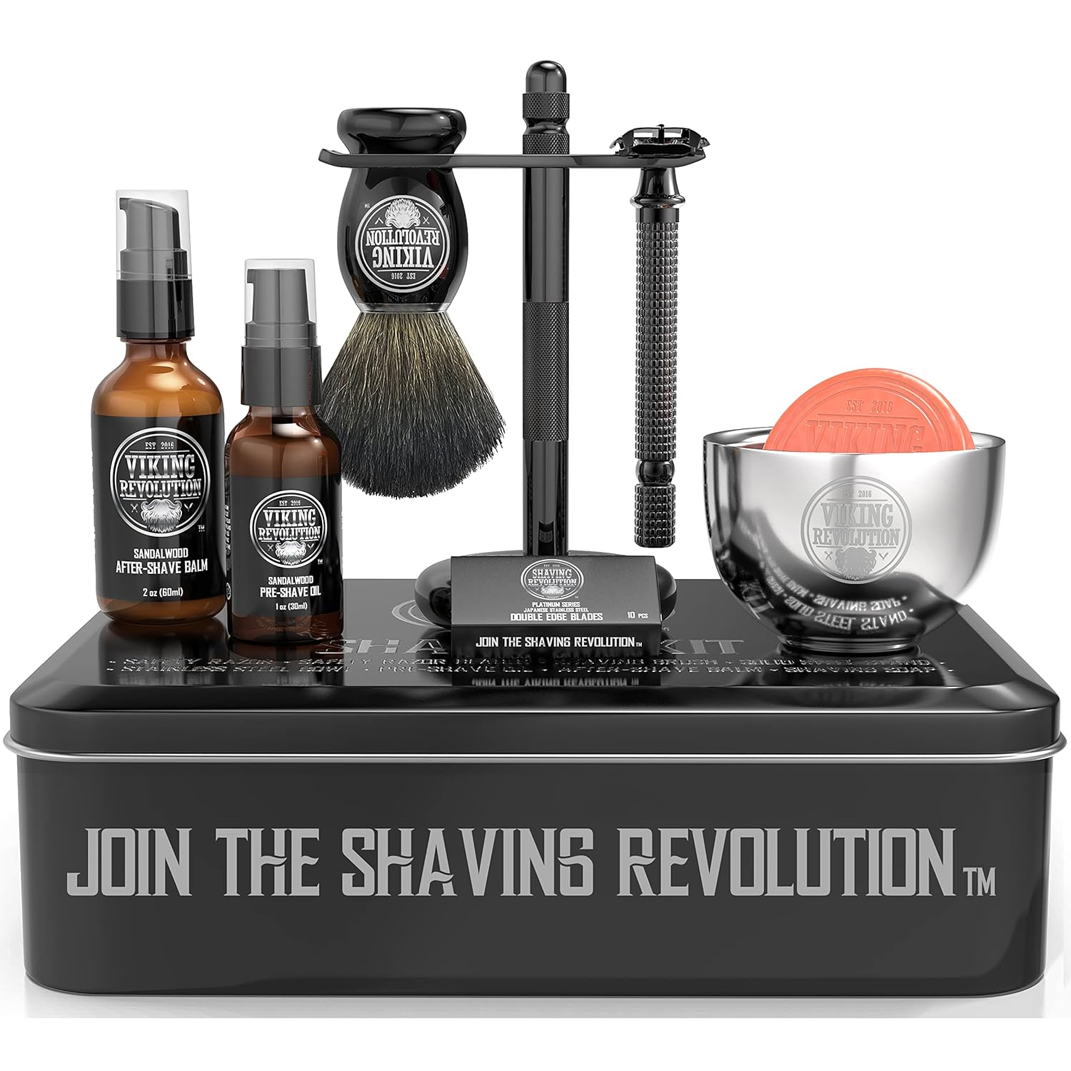 Viking Revolution Luxury Safety Razor Shaving Kit - Includes Double Edge Safety Razor, Stand, Bowl, After-Shave Balm, Pre-Shave Oil, Badger Brush - Safety Razor Kit Viking Revolution Luxury Safety Razor Shaving Kit - Includes Double Edge Safety Razor, Stand, Bowl, After-Shave Balm, Pre-Shave Oil, Badger Brush - Safety Razor Kit