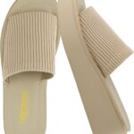 CUSHIONAIRE Pim Wedge Chunky Platform Womens Sandals with Firm Knit Upper & Memory Foam Summer Sandals for Women