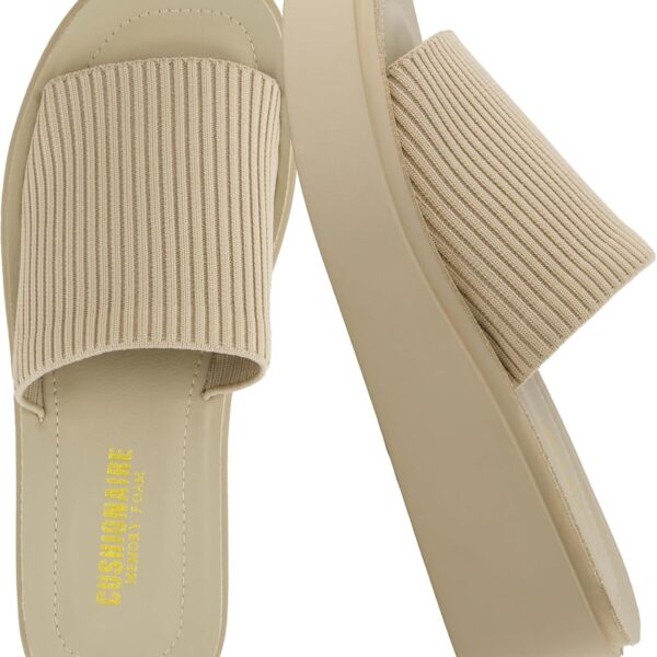 CUSHIONAIRE Pim Wedge Chunky Platform Womens Sandals with Firm Knit Upper & Memory Foam Summer Sandals for Women