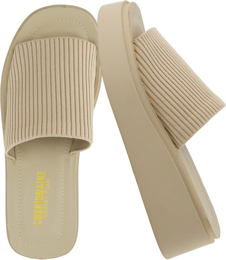 CUSHIONAIRE Pim Wedge Chunky Platform Womens Sandals with Firm Knit Upper & Memory Foam Summer Sandals for Women